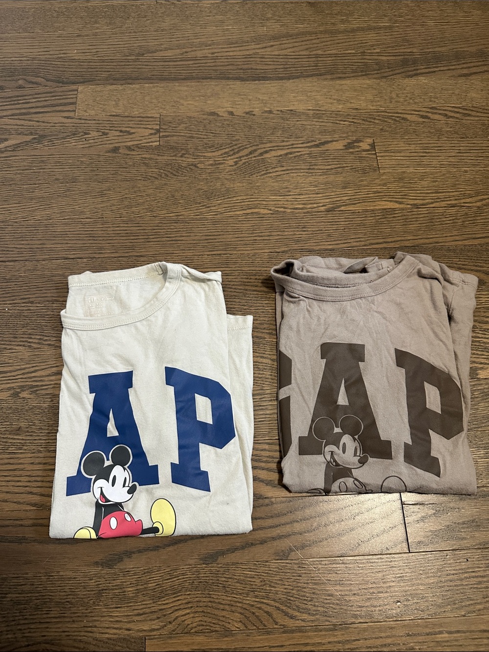 GAP Kids off- White and Taupe Mickey Graphic Tees - Pack of 2, Great Condition